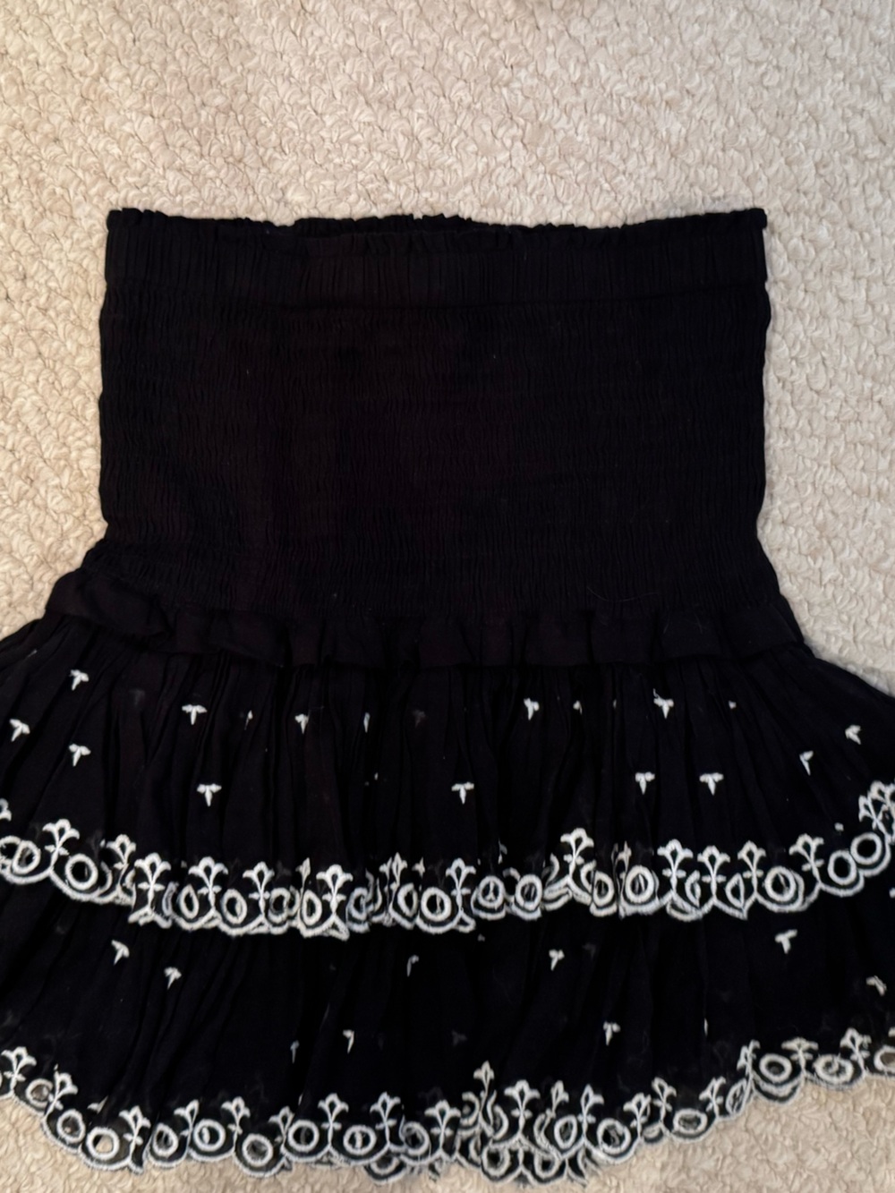 Isabel Marant Black Smocked Ruffle Skirt